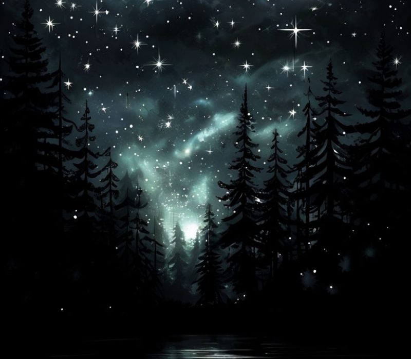 Mystical Forest Night Sky with Stars Mobile Wallpaper